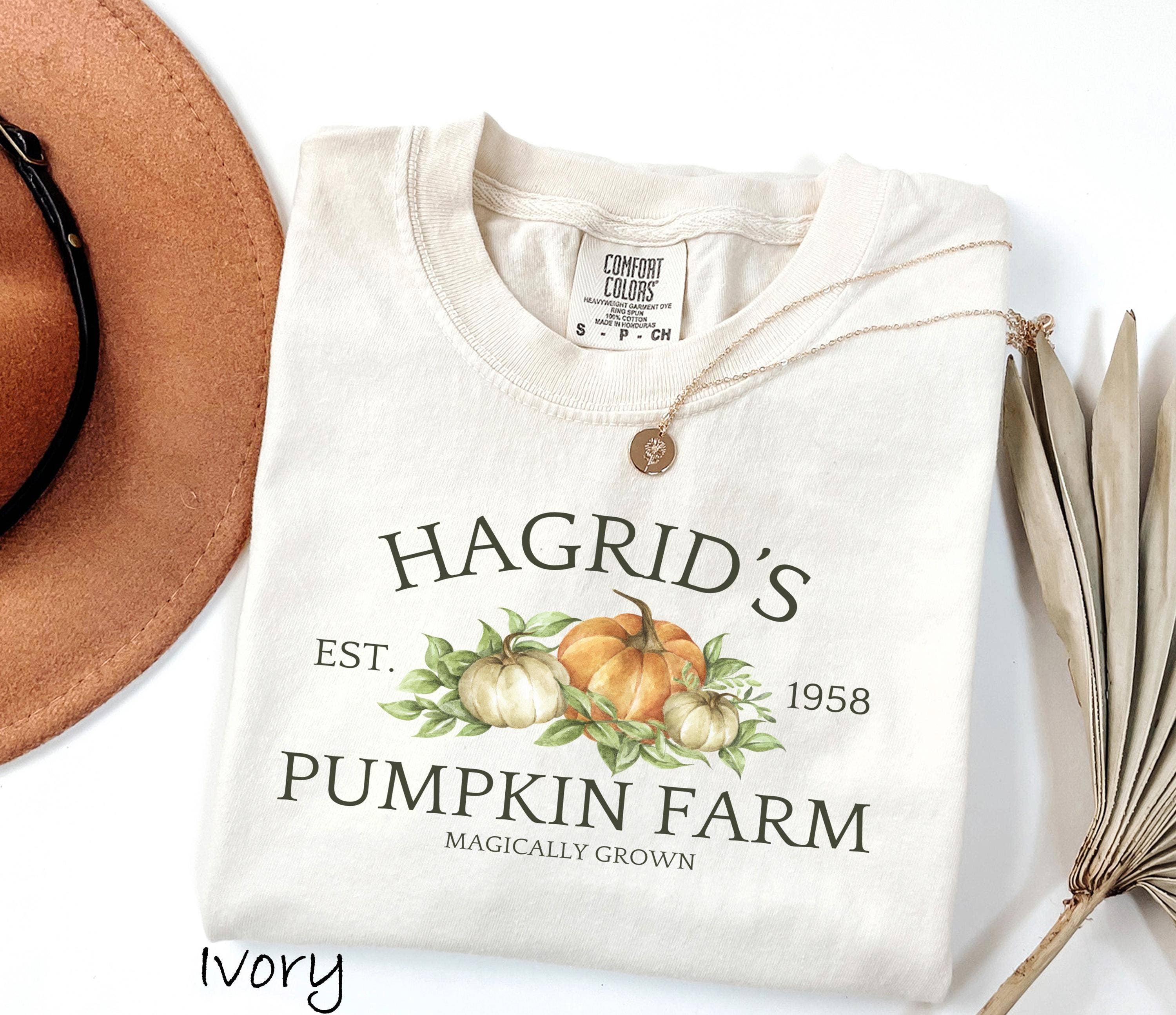 Glaime - Vendita all'ingrosso Maglietta stampata - Donna - Maglietta Comfort Colors del Campo di Zucche di Hagrid, Maglione di Zucca1