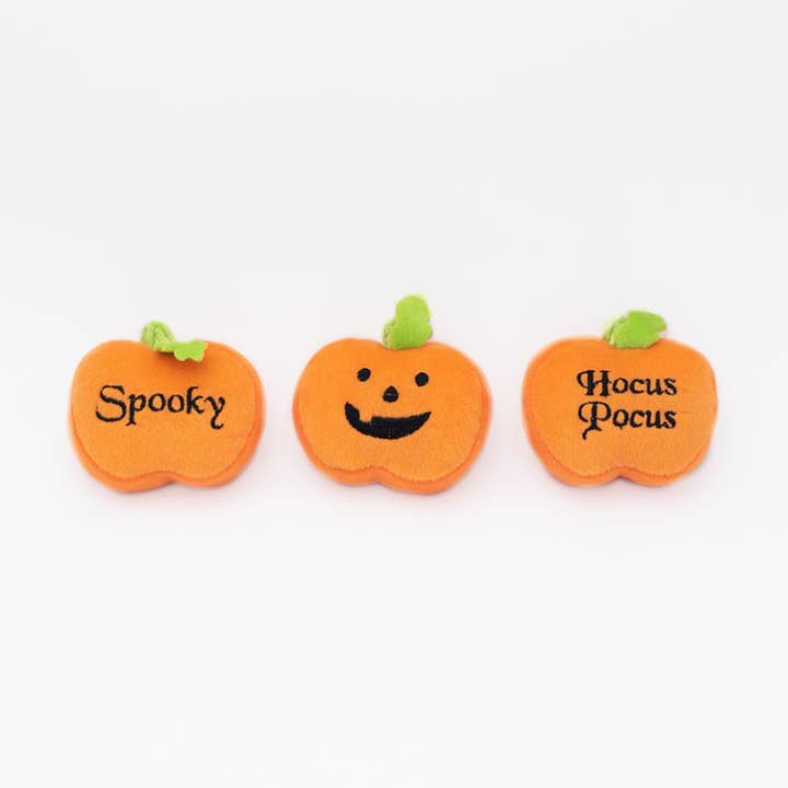 ZippyPaws Halloween Miniz Pumpkins 3pk for wholesale by Pet Palette Distribution