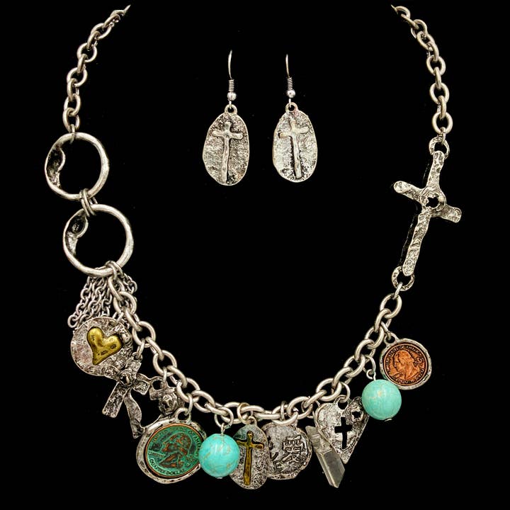 Lunar Deer - Wholesale Jewelry Set - Vintage Charms Necklace