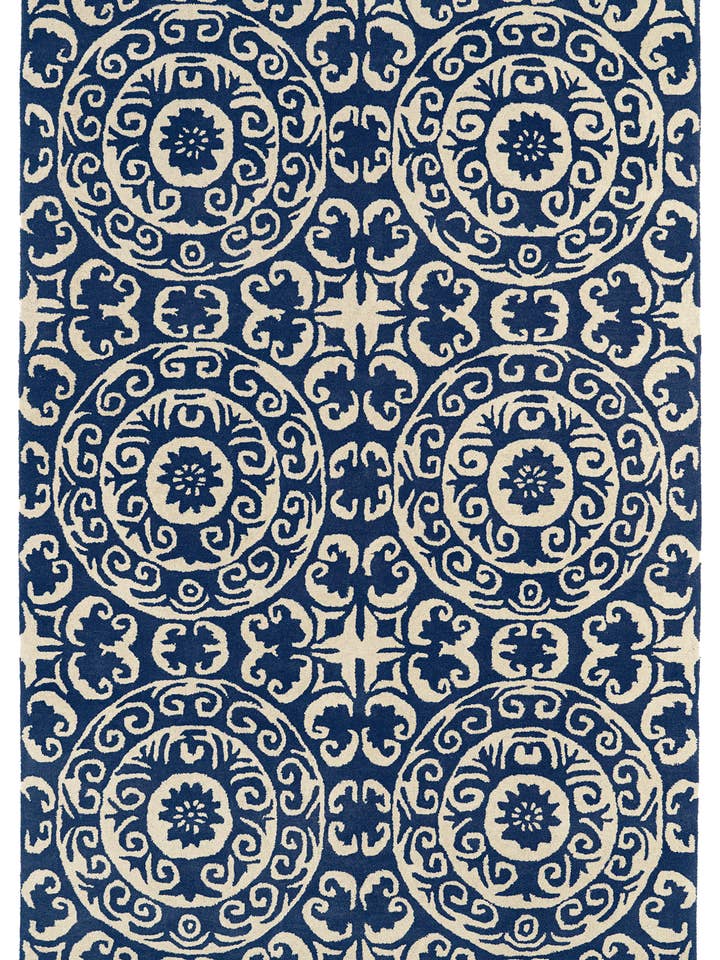 Tara Square Collection marineblauw vloerkleed van 5'9"x5'9" voor wholesale door contempo fashion