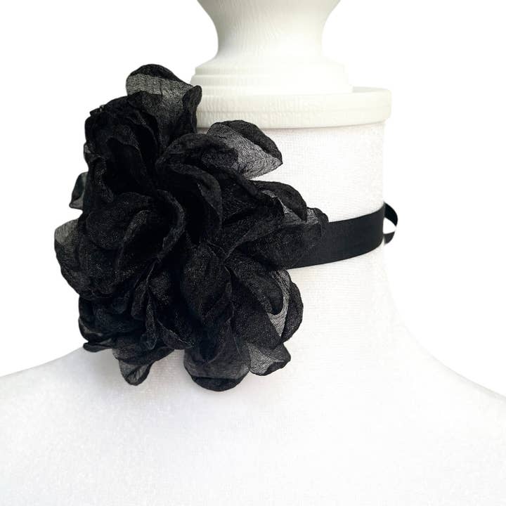 Flower Choker on Silk Ribbon | 5 Colors for wholesale by Melissa Velia