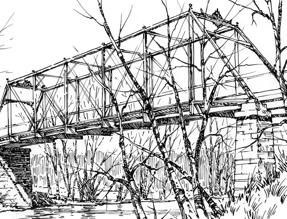 Peter Giraudeau - Wholesale Art Print - Phoenix Bridge - Ink Sketch2