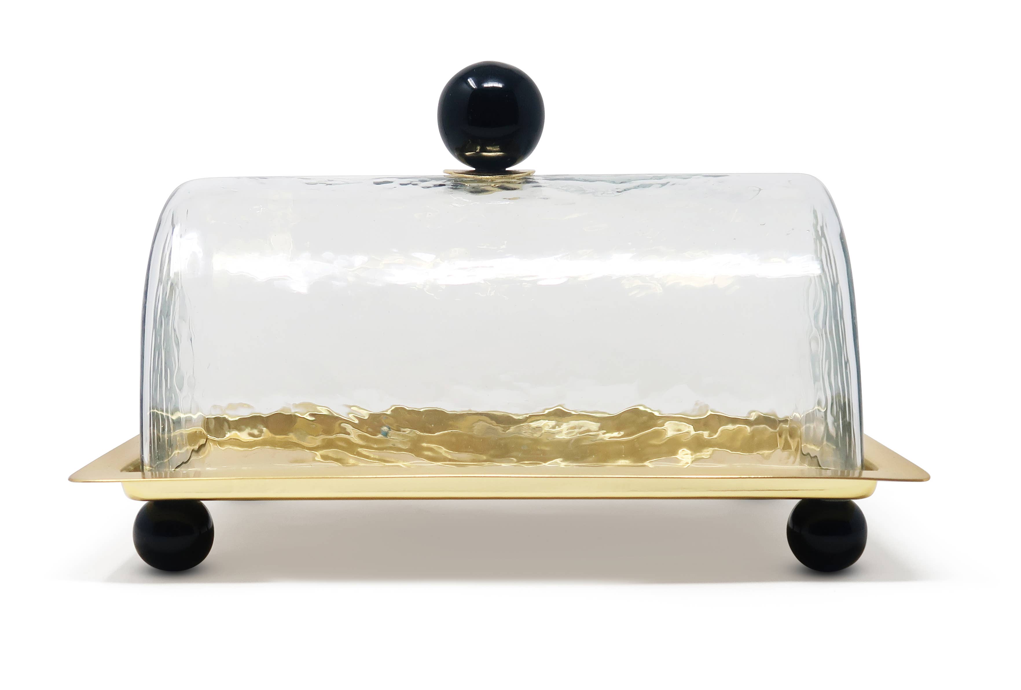 CLASSIC TOUCH DECOR INC. - Wholesale Cake Stand - Rectangle Cake Dome Gold with Ball Knob - 10.2"L3
