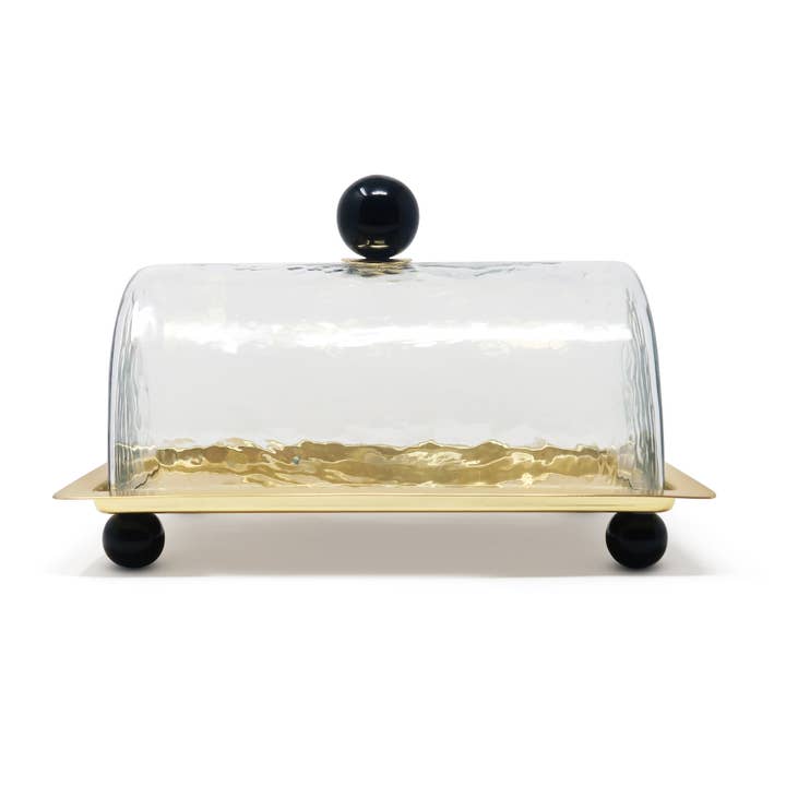 CLASSIC TOUCH DECOR INC. - Wholesale Cake Stand - Rectangle Cake Dome Gold with Ball Knob - 10.2"L2
