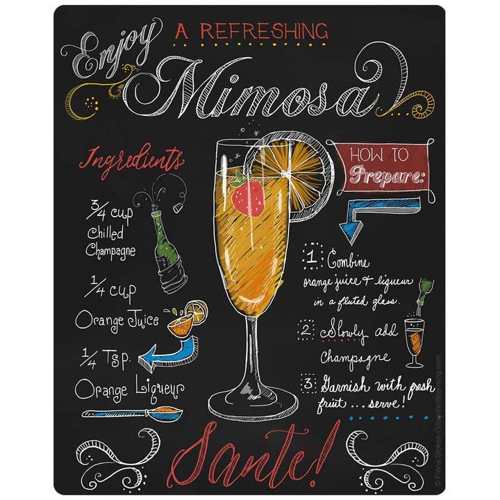 Mimosa Rezept Kreidetafel-Optik Aufkleber für den Großhandel von RetroPlanet