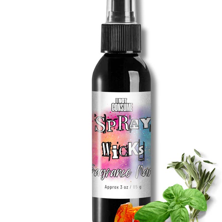 Relaxdedas Linen/Room Spray: Basil, Amber & Musk Scent by GlitterWicks for wholesale by Glitterwicks