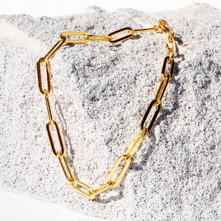 18K guld fyldt papirclips kæde armbånd for engroshandel hos Brink and Forbes