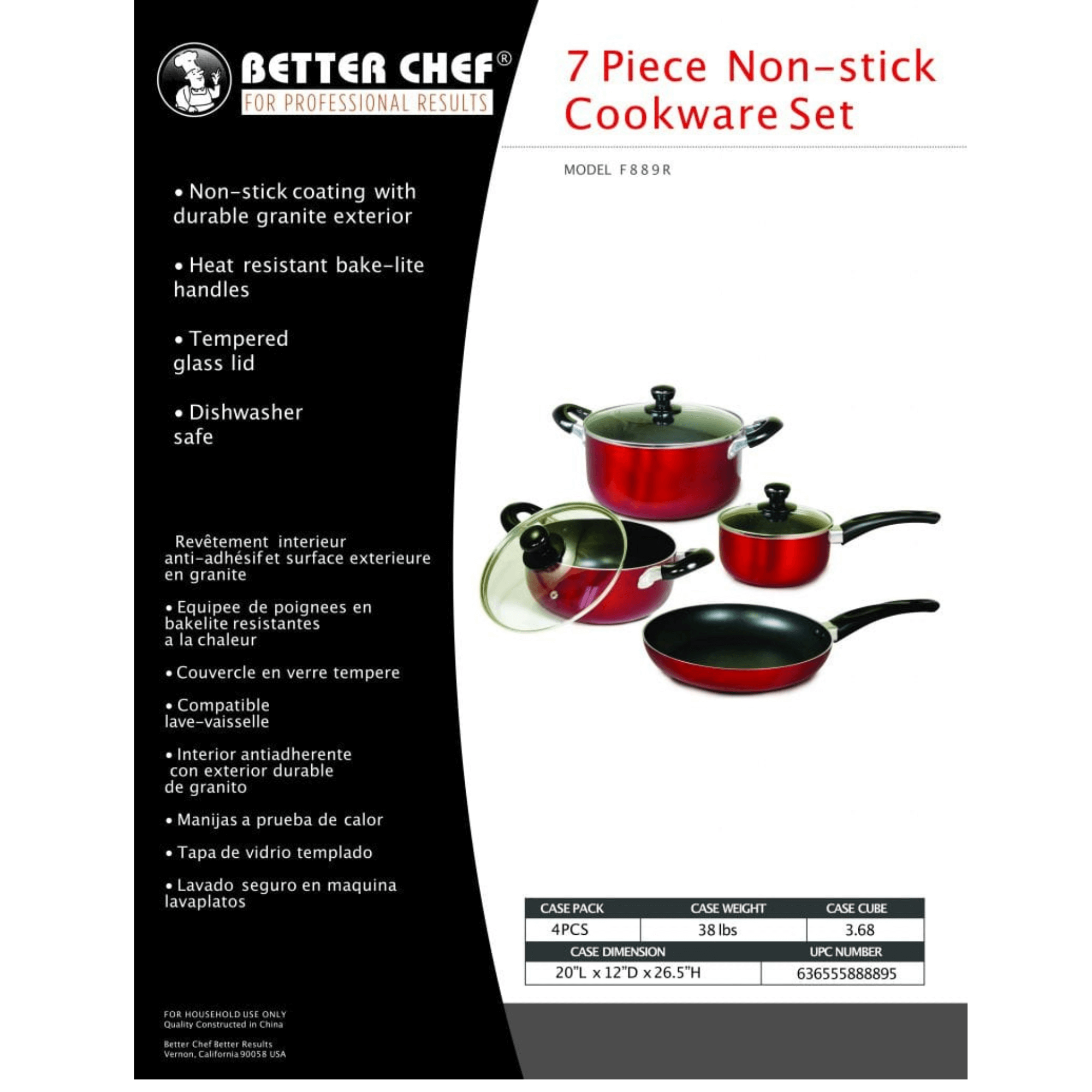 JupiterGear Home - Wholesale Cookware Set - Better Chef 7-Piece Aluminum Non-Stick Cookware Set 7