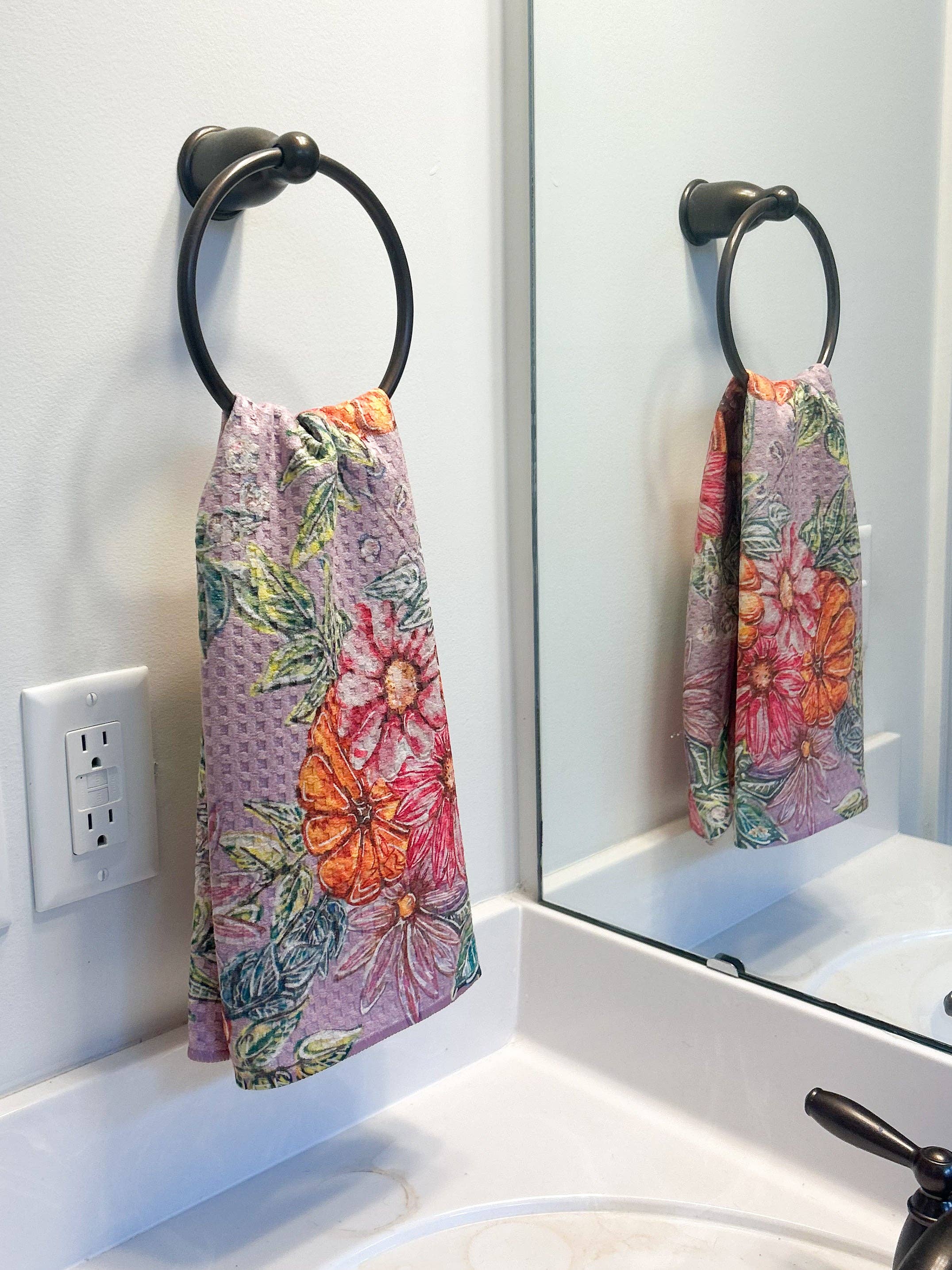 Jessica Reynolds Art - Vente Torchons - Serviette Citrouille Florale-Réversible|Jessica Reynolds Art0