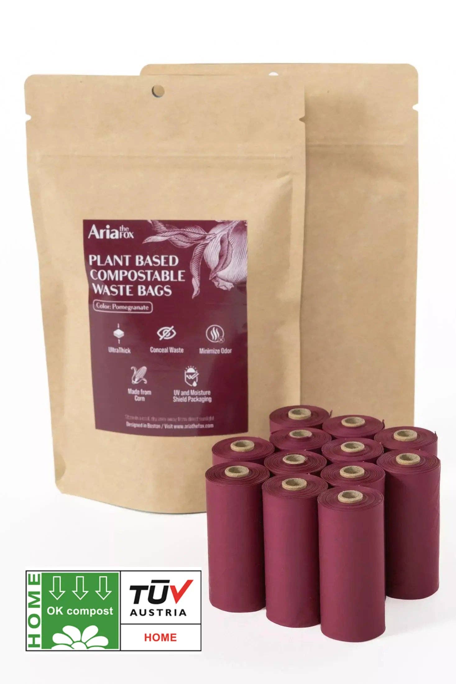 Pomegranate Plant Based Compostable Waste Bags for wholesale on Faire4