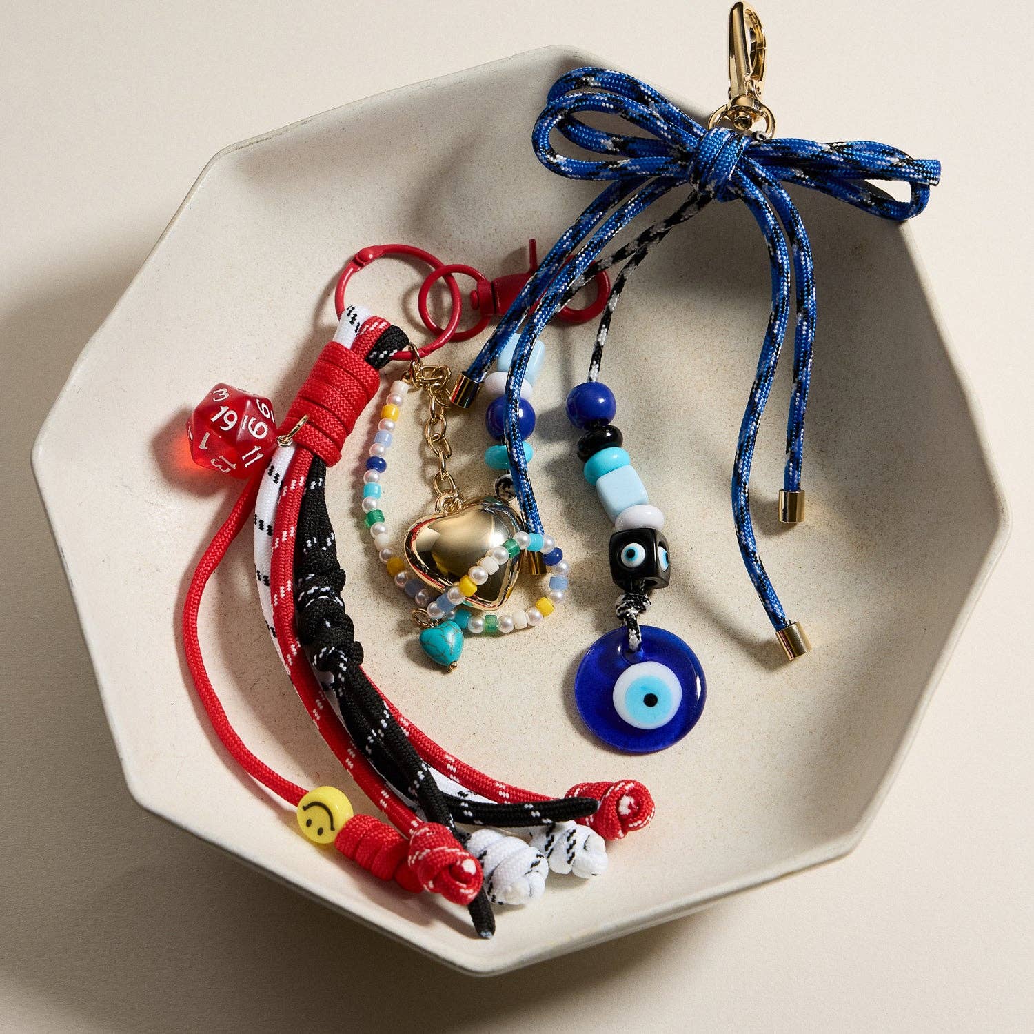 MT Blue Evil Eye Beaded Keychain Charm for wholesale on Faire1