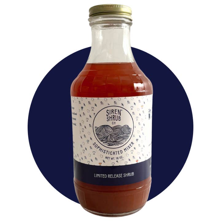 Strawberry Rhubarb Siren Shrub for wholesale by Siren Shrub Company LLC