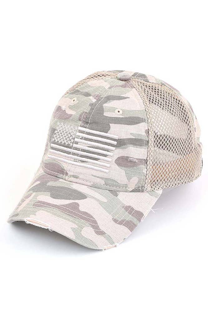 Hana - Vente Casquette de baseball – femme - Casquette de baseball Camo brodée avec drapeau américain C.C9