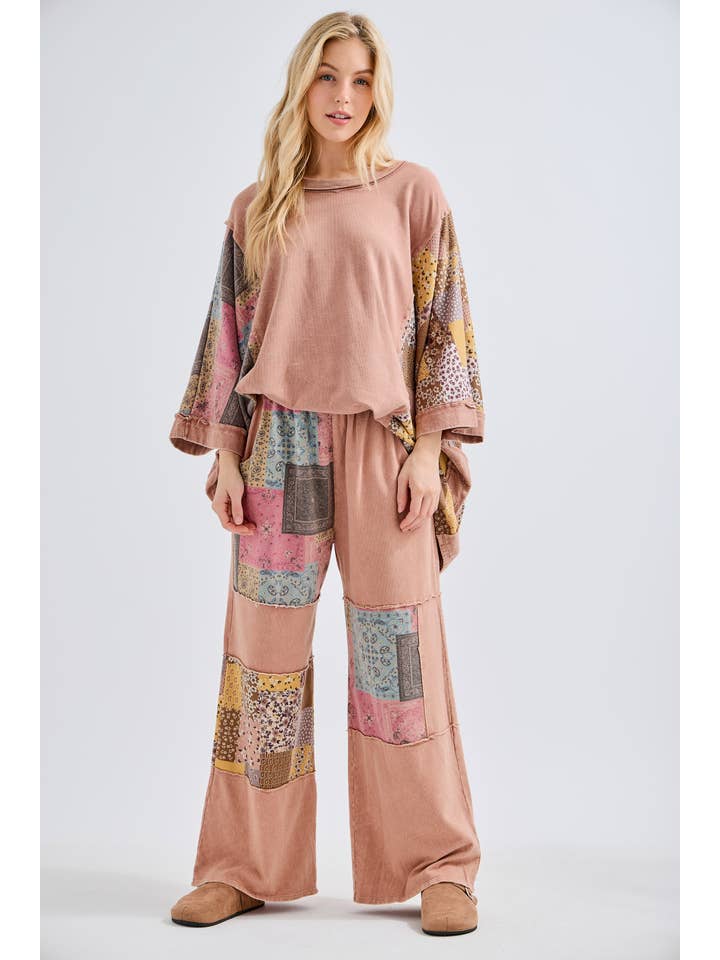 J.Her - Wholesale Poncho - Women's - Mineral Washed Boho Patch Poncho top HT6651 19