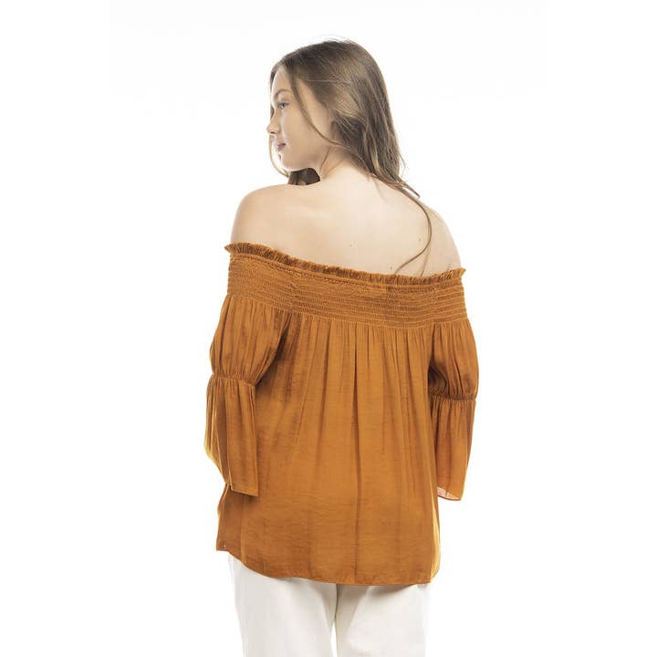 Naked Zebra Rack - Wholesale Blouse - Women's - Off Shoulder Smocked Top2