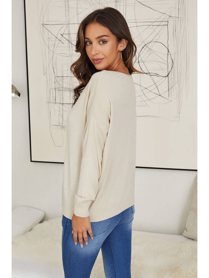 VENTI6 - Wholesale Knit Top - Women's - SHADOW KNIT STARS DROP SHOULDER TOP (5007-STARS)2