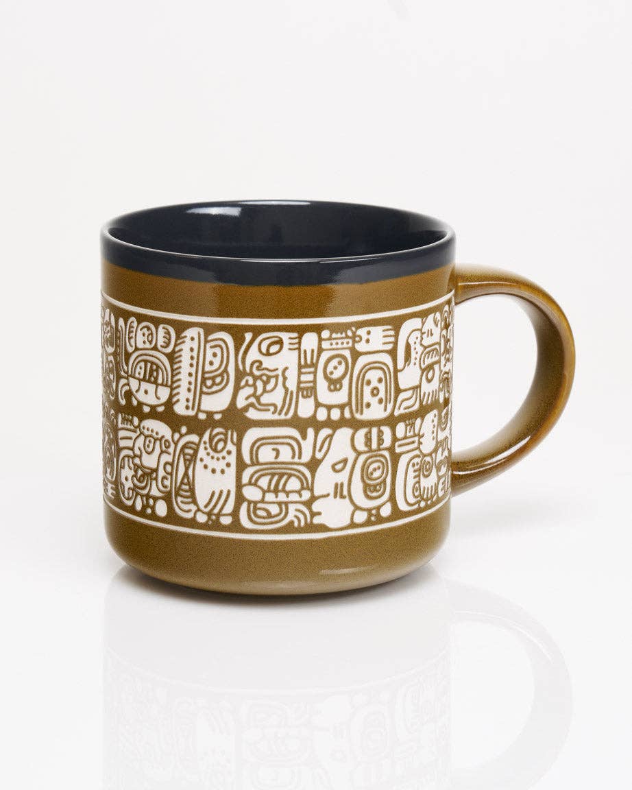Cognitive Surplus - Wholesale Coffee Mug - Maya Script Hand Carved 15 oz Ceramic Mug (Case of 4)0