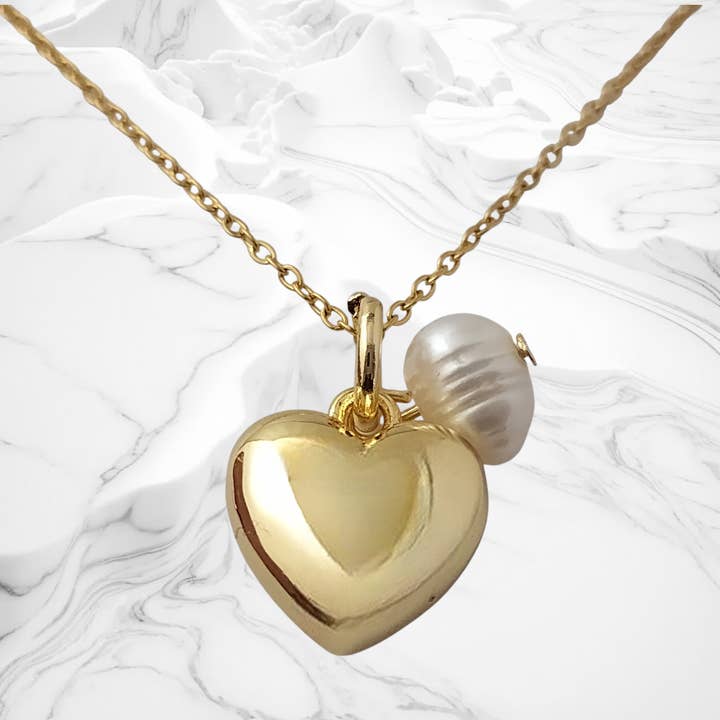 Gold Heart Necklace with Cultured Pearl and other Purchase Wholesale plastic pearls. Free Returns & Net 60 Terms on Faire trending on Faire.