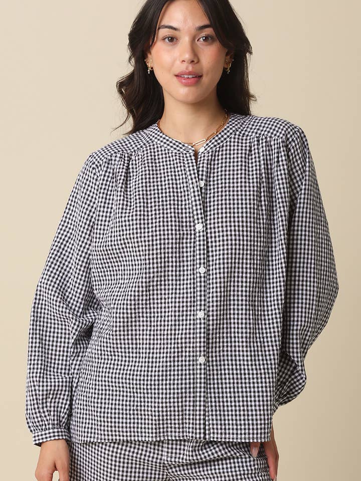 Fint Rutigt Skjorta med Knappar för wholesale av Olivaceous