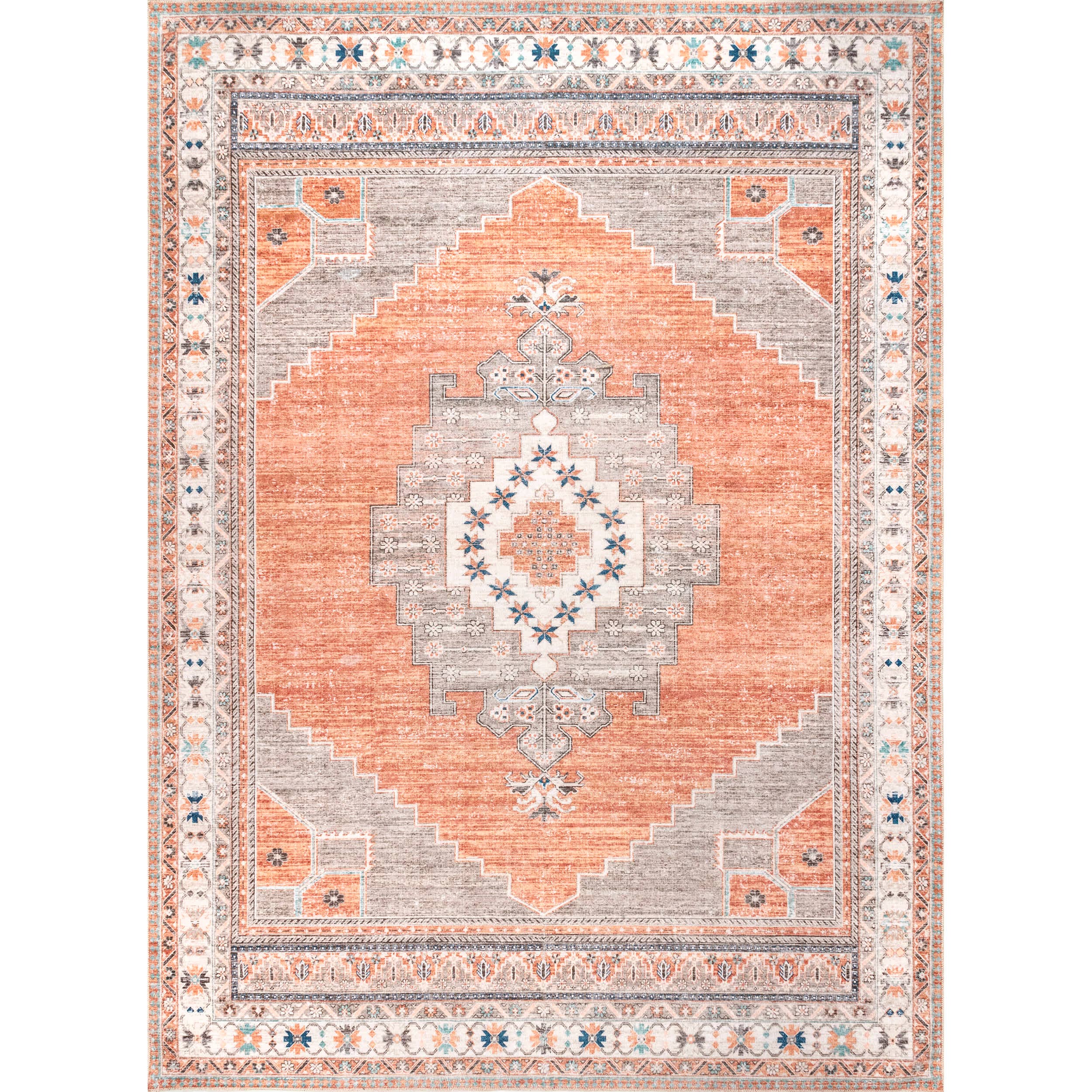 Rust Stellar Medallion Washable Area Rug for wholesale on Faire10