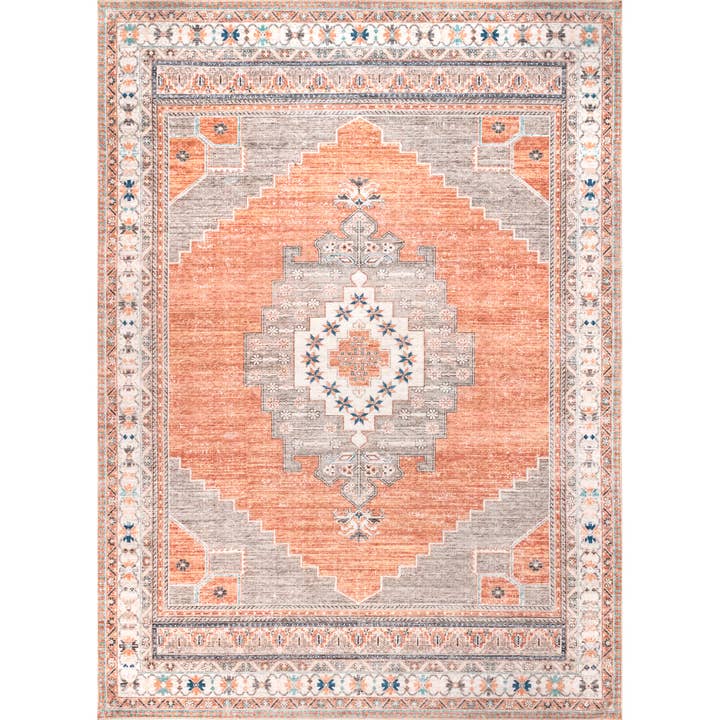 Rust Stellar Medallion Washable Area Rug for wholesale on Faire10