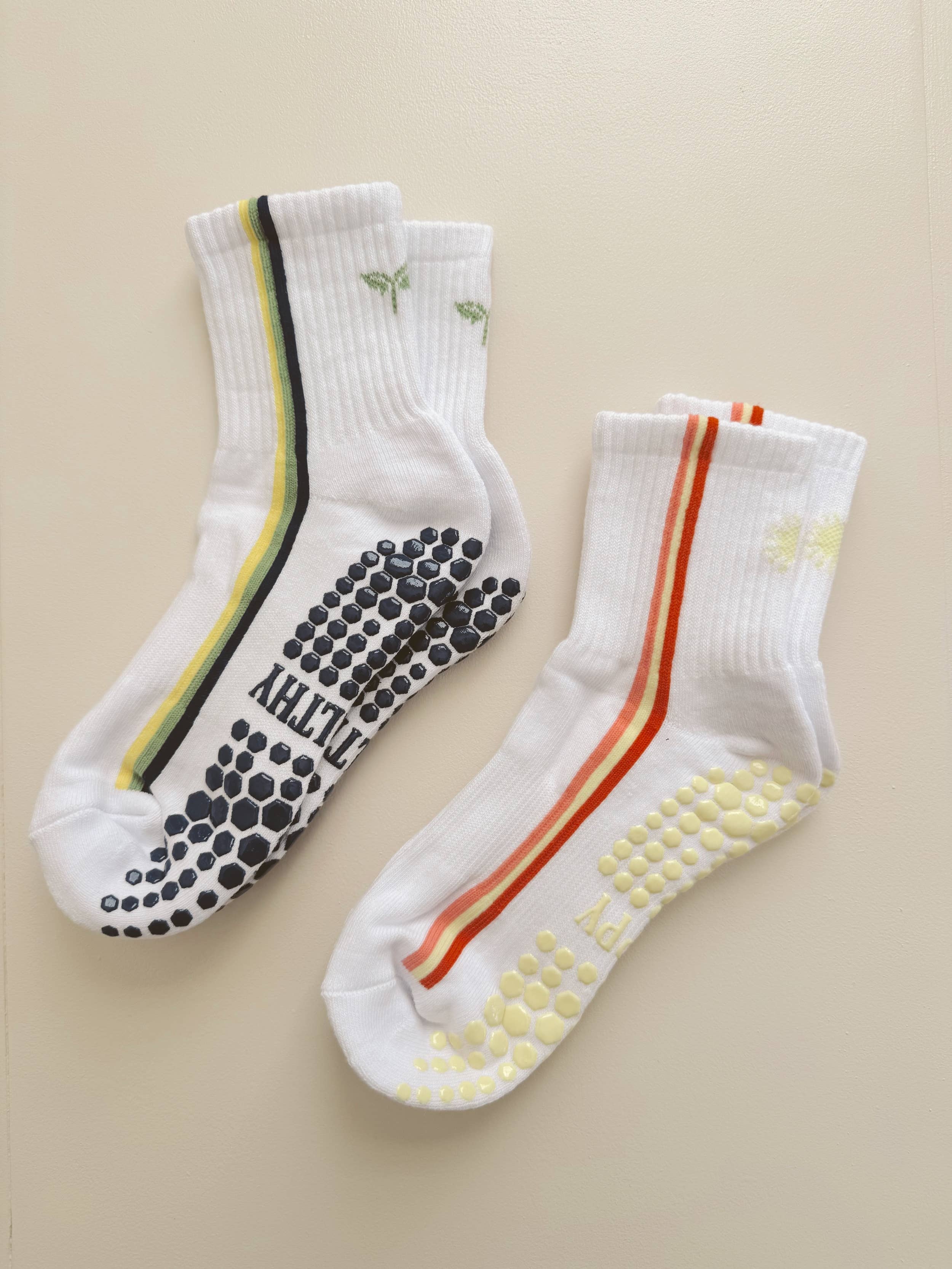 Happiest Hour - Wholesale Socks - Women's - Happy Vertical Stripe Pilates Grip Sock1