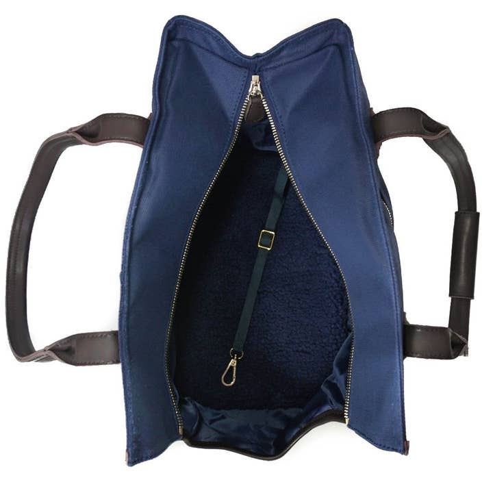 DJANGO - Wholesale Pet Carrier - Dog - Dog Carrier Bag - Navy Blue Waxed Canvas and Leather2