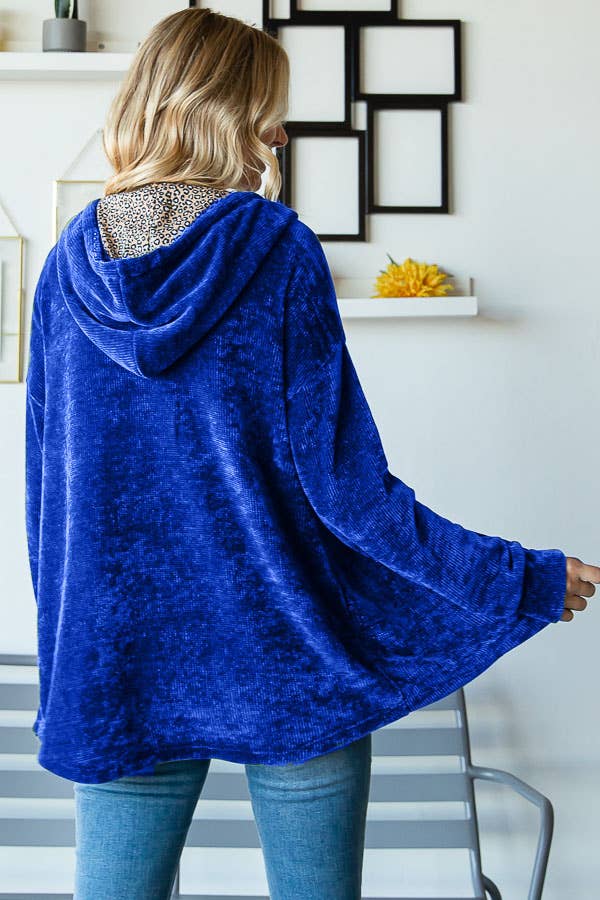 7th Ray - Venta al por mayor Sobrecamisa - Mujer - Chaqueta con capucha y cordón, forrada, de chenilla con estampado animal T496415