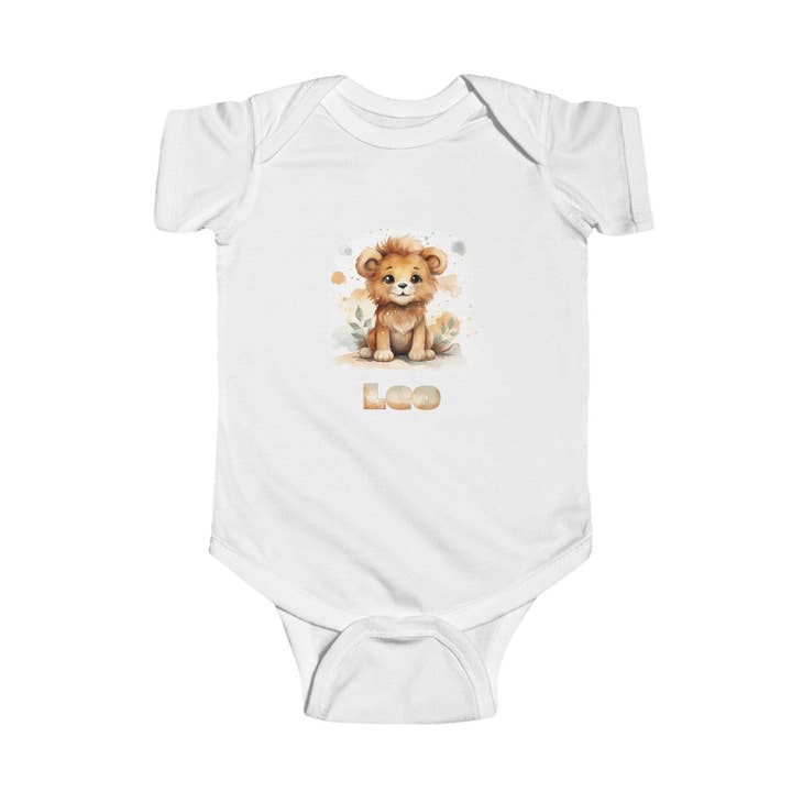 Niedlicher Leo Baby-Body - Bezauberndes Jersey-Outfit für Tierliebhaber für den Großhandel von The Unique Spider