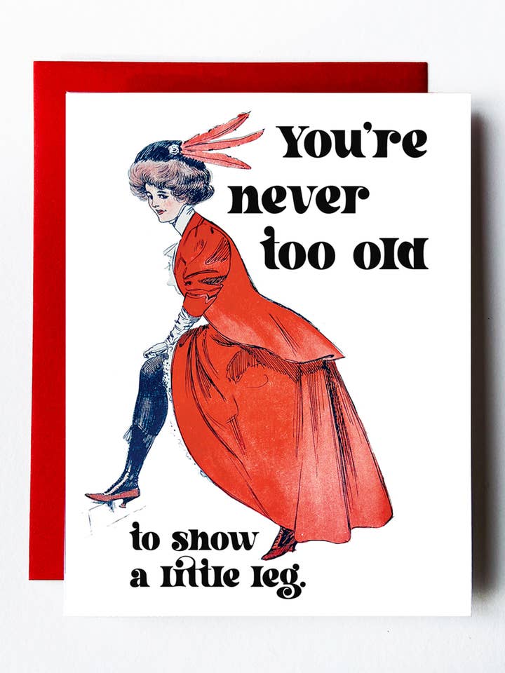 Show a Little Leg Birthday Card for wholesale by The Twentieth