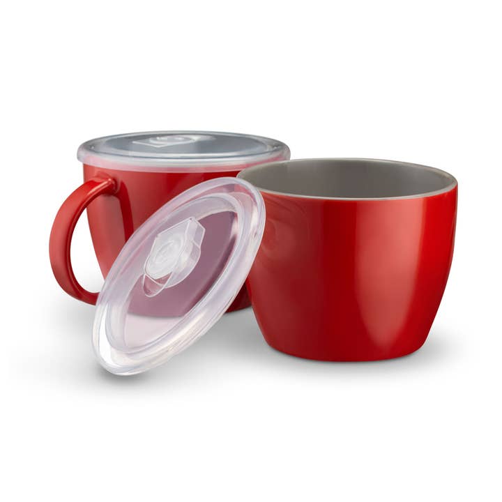 Kook - Wholesale Bowl - Kook Ceramic Soup Mugs with Lids, 25 oz, Set of 2
