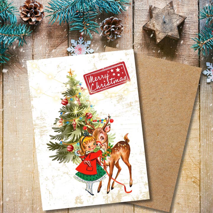 Designs by Michaela – wholesale Julkort – Vintage jul retro akvarell julkort