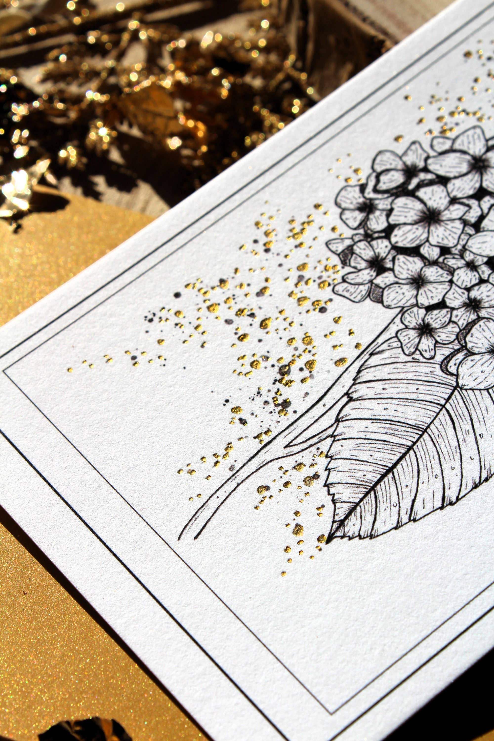 Au cœur des lunes - Vente Cartes postales - Reproduction botanique hortensia dorée et gravure6