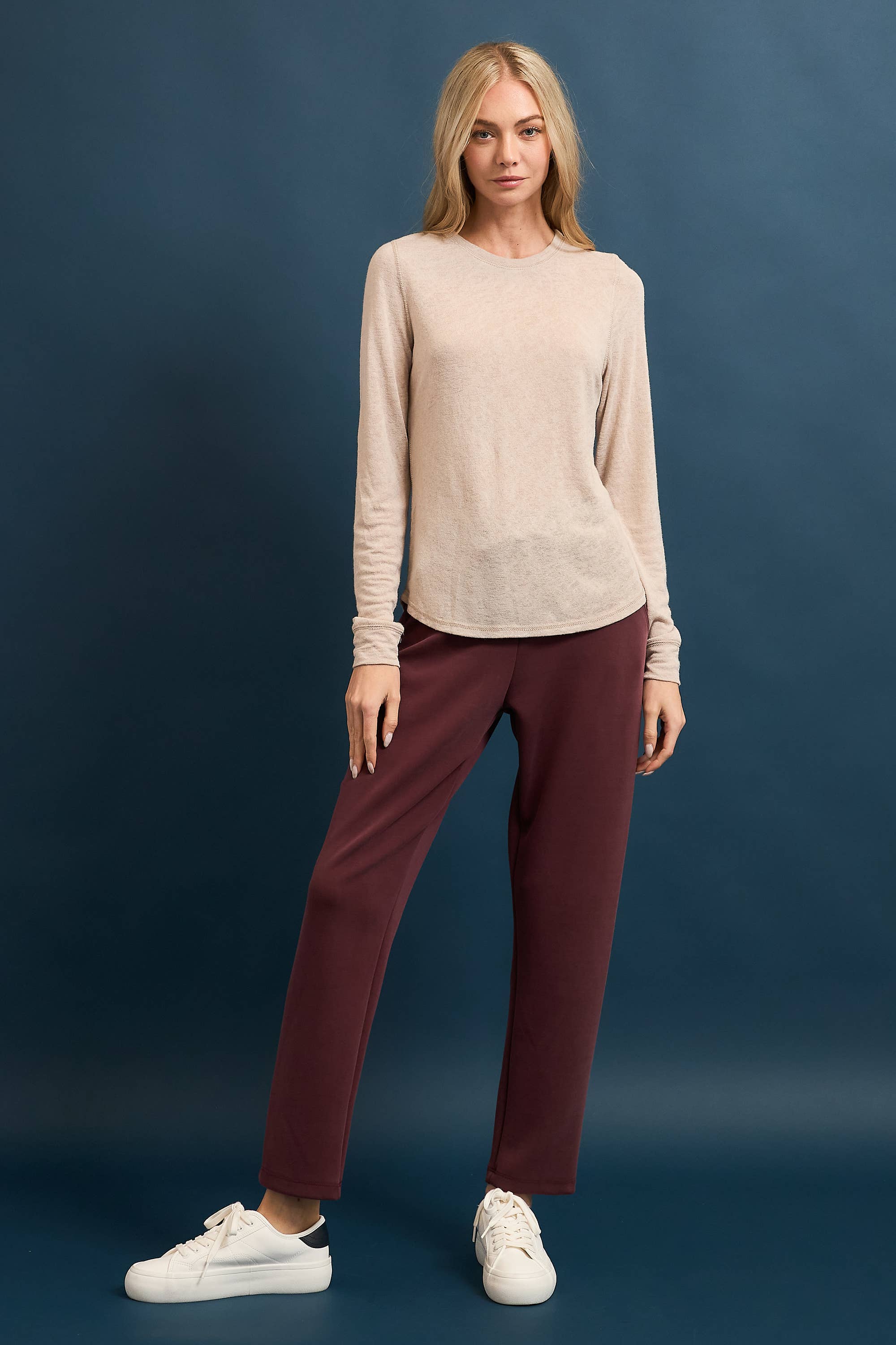 Wasabi + Mint - Wholesale Knit Top - Women's - SLUB KNIT CREW NECK LONG SLEEVE TOP FWMT382910