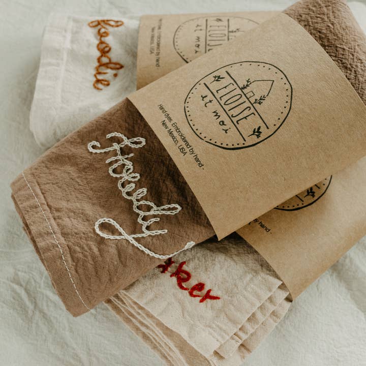 Eloise et moi – wholesale Kökshandduk – Handbroderad Handfärgad Ekologisk bomull Kökshandduk9