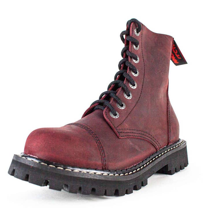 08-Hole - Botas de Couro Vintage Borgonha por atacado de Angry Itch - Premium Boots