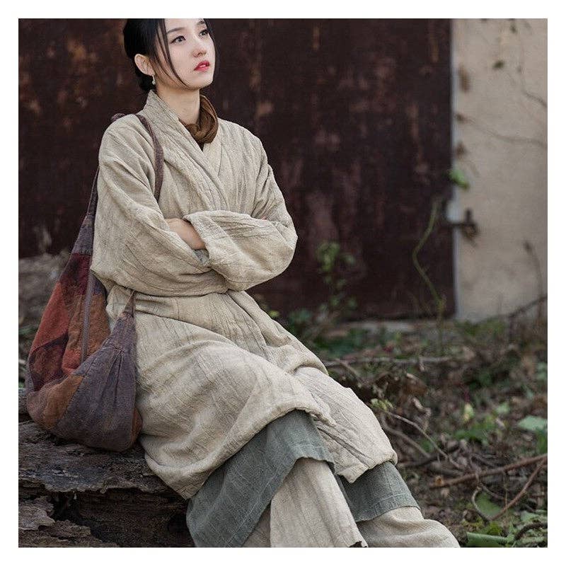 Sheer Trend – Großhandel Mantel - Damen – Langer, verdickter Baumwollmantel im Vintage-Stil5