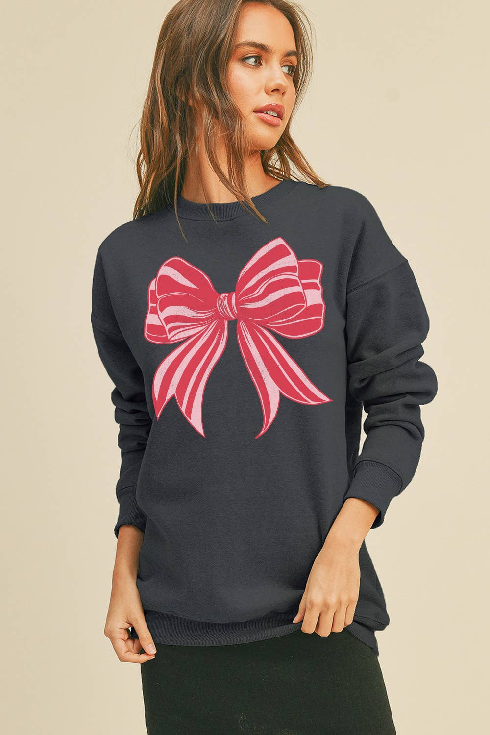 Honestee - Wholesale Sweatshirt - Women's - Bow Long Sleeve Sweatshirt1