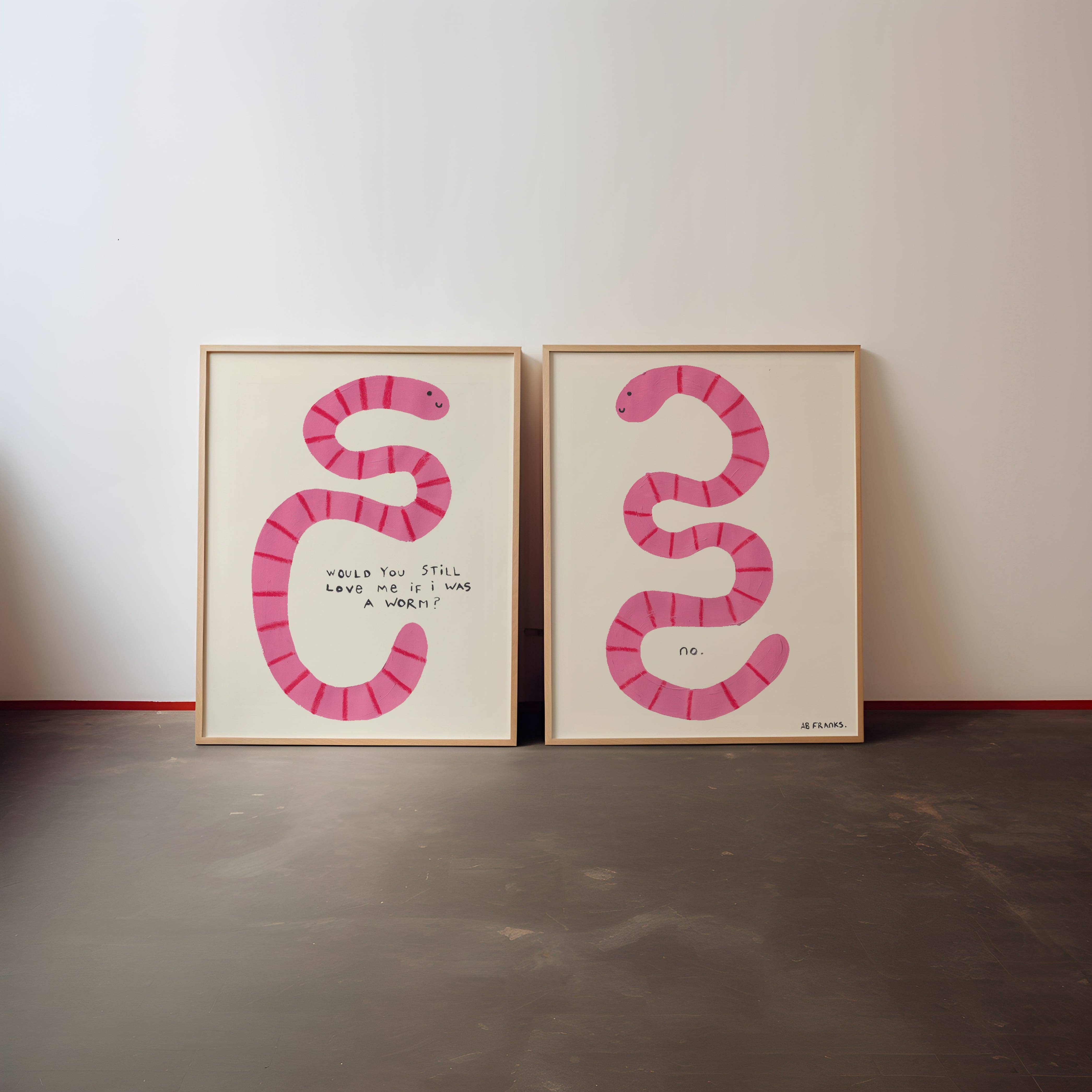 Proper Good – wholesale Art print – Pillow Talk Worm Hand Painted Art Print1