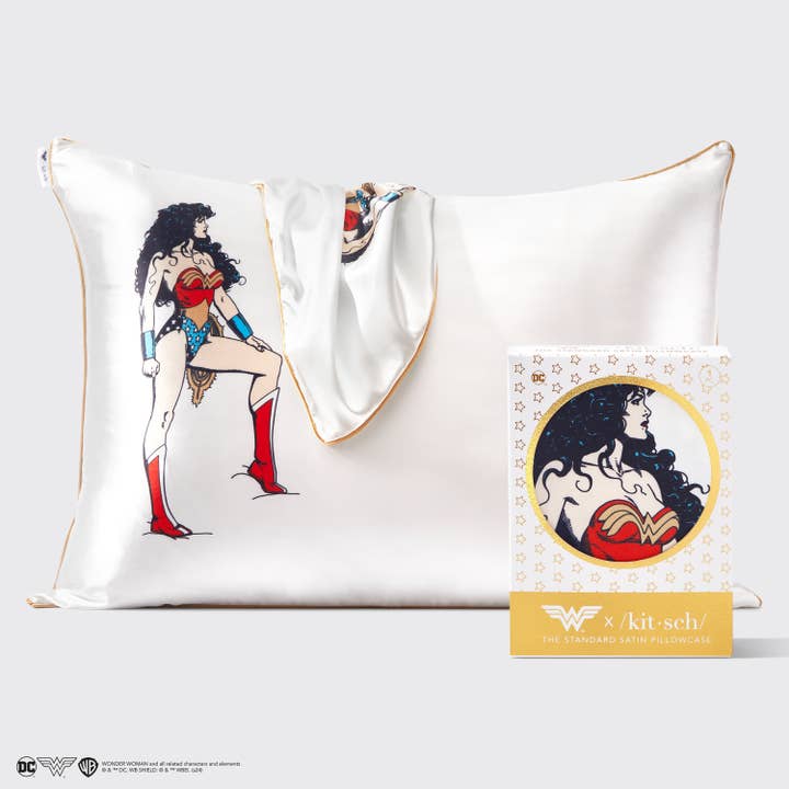 Wonder Woman x kitsch Satin Pillowcase- Believe In Wonder for wholesale by KITSCH