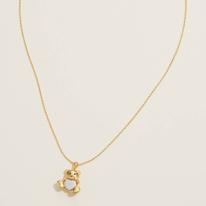 Gold Dipped Teddy Bear Heart Necklace for wholesale on Faire2