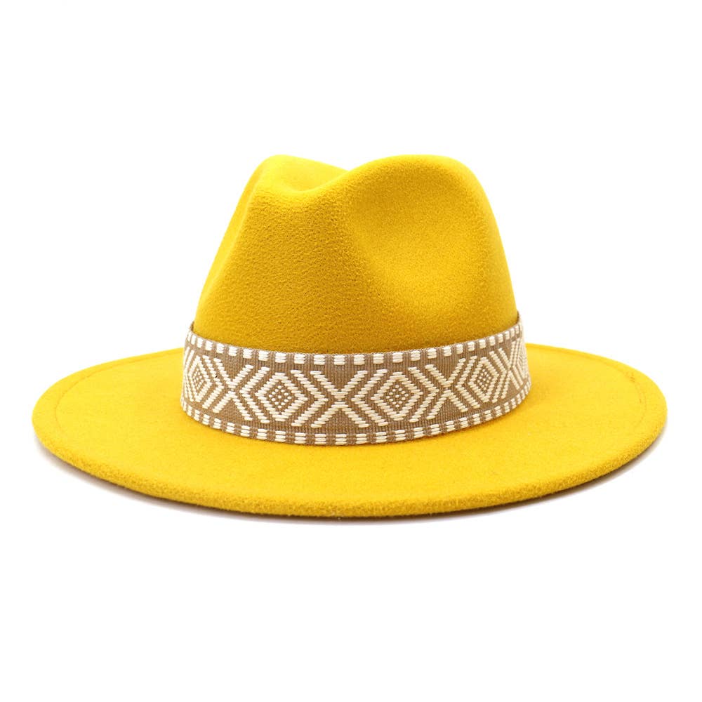 Suzie Q USA - Wholesale Fedora - Women's - Aztec Belt Retro Flat Fedora Hat19