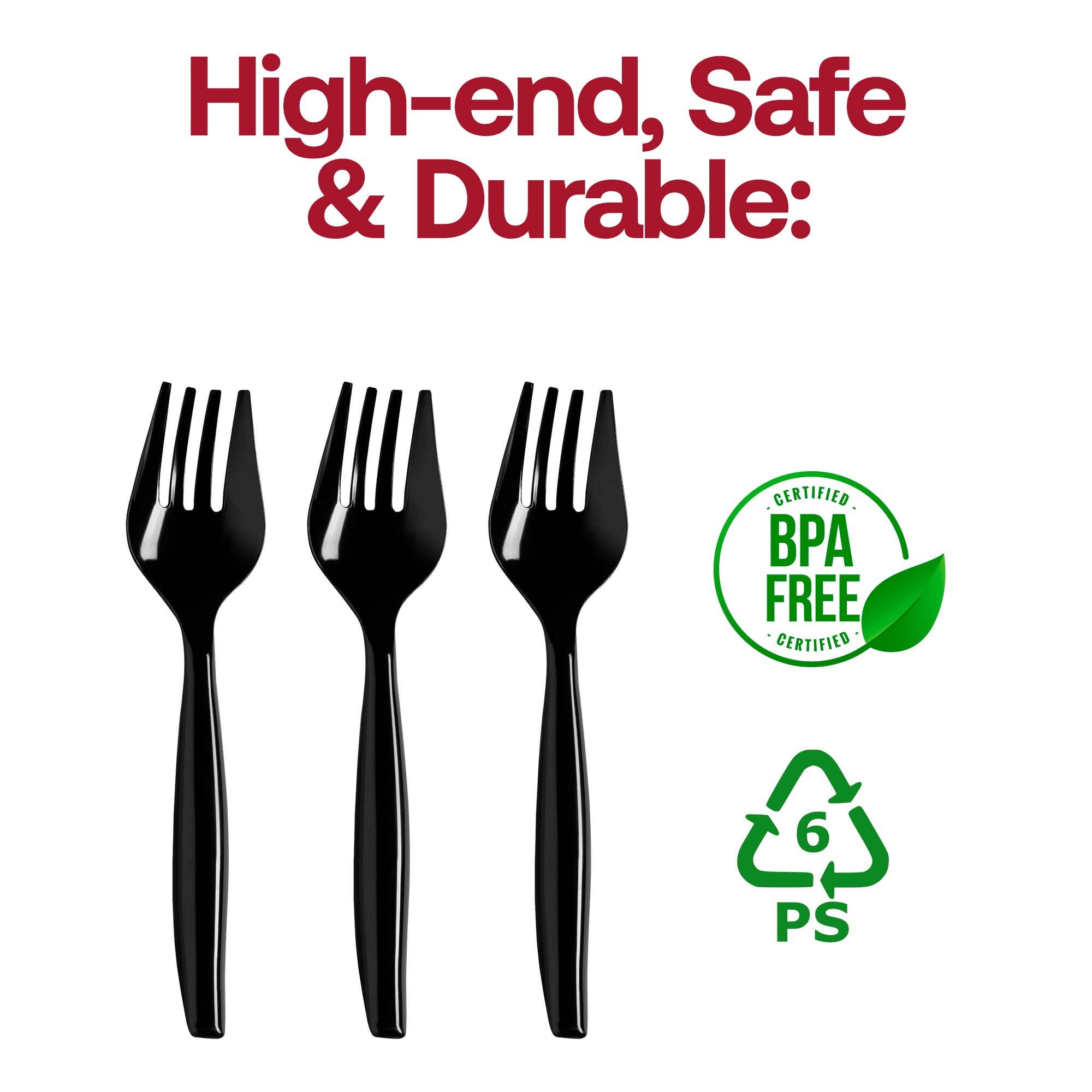 Smarty had a Party - Wholesale Serving Utensil - Black Disposable Plastic Serving Forks - 5 pcs4