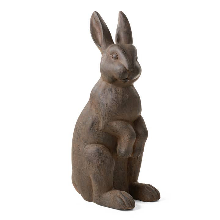 28 in H MGO Oversized Bronze Standing Rabbit Statue for wholesale by Glitzhome