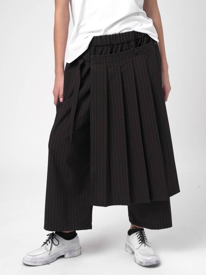 Striped Pleated Skirt Pant for wholesale by Baci & Amici Fashion - US Continental