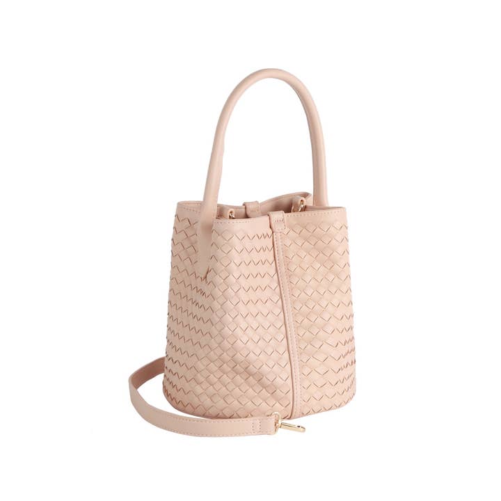 Collections by Fame Accessories - Wholesale Crossbody Bag - Women's - Faux Leather Basket Weave Bucket Bag