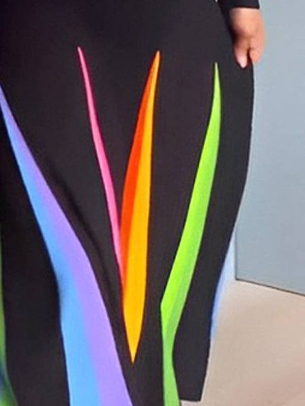 BLACK Printed Long Sleeves Skinny Lapel Maxi Dresses for wholesale on Faire2