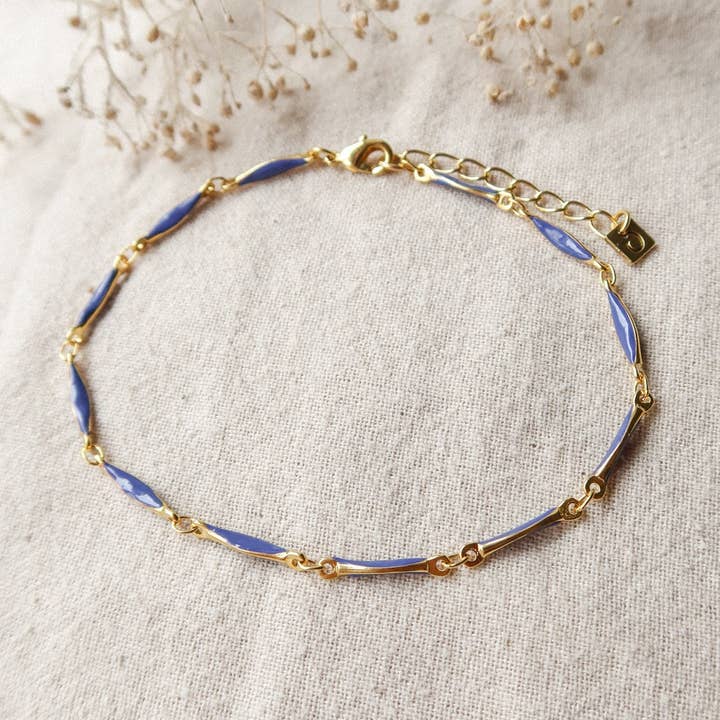 Anklet Summer anklet bracelet enameled chain blue for wholesale by Olivolga Bijoux