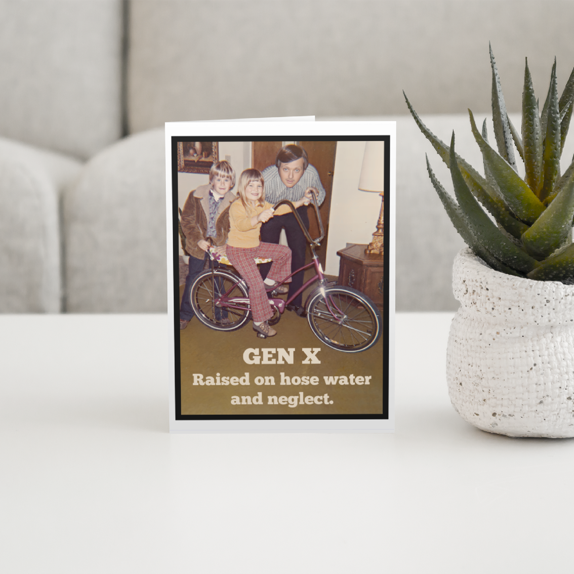 Raven's Rest Studio – Großhandel Grußkarten für den Alltag – Vintage-Grußkarte aus den 70ern. Generation X wuchs mit fließendem Wasser auf...2