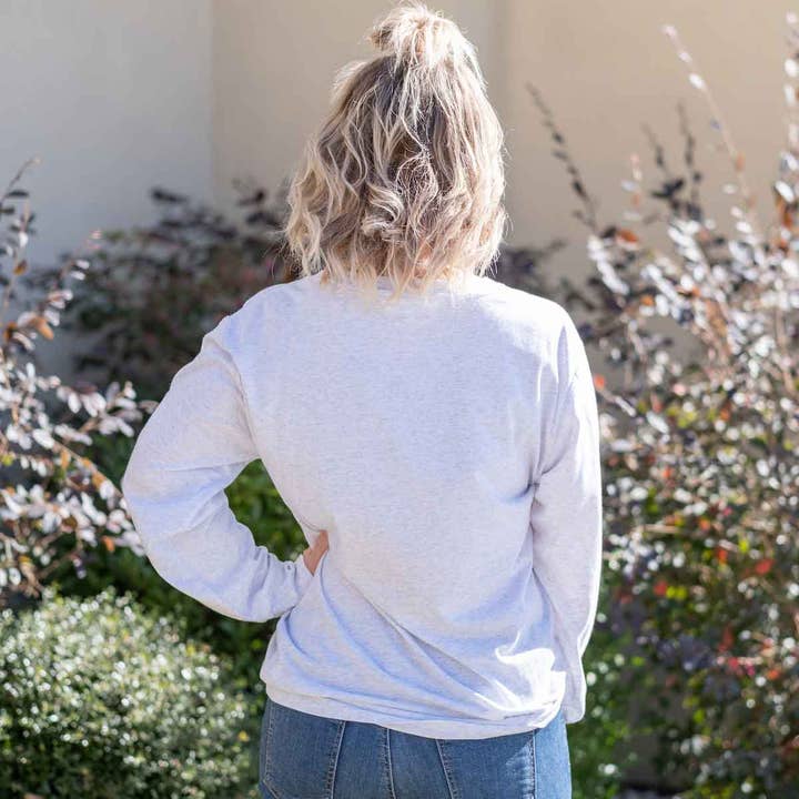 The Royal Standard - Wholesale Screen Printed T-Shirt - Women's - Women's HoHoHo Long Sleeve Crew Neck T-Shirt Heathered White/Multi -Asst.1